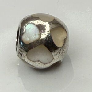 Retired Pandora Mother of Pearl Heart Mosaic Charm Sterling Silver